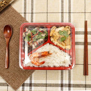 Microwavable Plastic Disposable 3 Compartment Packaging Lunch Box Food Container