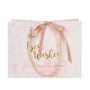 custom small gift paper packaging bag with gold foil stamp