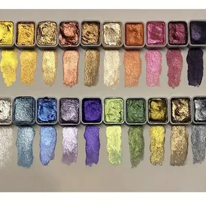 ชุดสีน้ำโลหะ 20 สี, กล่องพกพาพร้อมสีน้ำมุกเงา, และอุปกรณ์ศิลปะ, สีน้ำ - Product Image 5