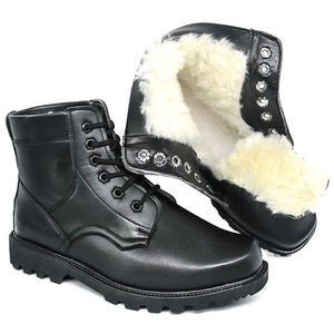 Botas de Nieve de Lana para Hombre, Cálidas y Gruesas, con Forro de Piel de Oveja Genuina, Antideslizantes, Tacón Medio, Cierre de Cordones Delanteros, Zapatos para Adultos - Product Image 2
