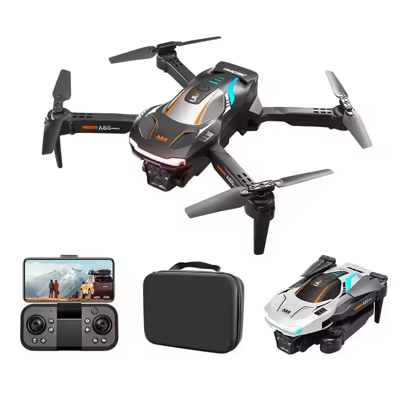 2024 New A88 Pro Foldable Drone Professional 6K HD Three-Camera FPV with Remote Control Plastic Beginner Level