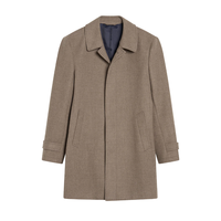 Pardessus en laine marron coupe classique pour homme avec poches latérales à revers crantées Trench à simple boutonnage Vêtements d'extérieur imperméables