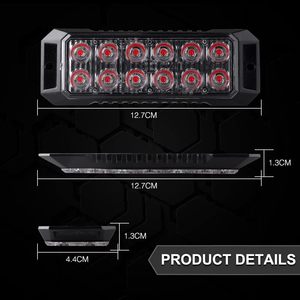Feux stroboscopiques d'urgence <span class=keywords><strong>LED</strong></span> <span class=keywords><strong>12</strong></span> <span class=keywords><strong>LED</strong></span> Rouge Feux stroboscopiques d'avertissement Feux clignotants d'urgence Barre lumineuse pour voiture camion fourgon véhicule tout-terrain - Product Image 5