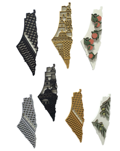 Cadeau original pour le Ramadan, artisanat en bois, aimant de réfrigérateur avec carte de Palestine et Kuffiyeh - Product Image 1