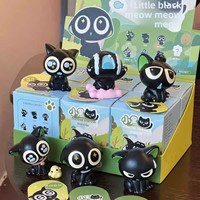 Mini figurine créative chat noir 'Meow Meow' en résine, boîte mystère, chaton mignon, jouet tendance, ornement de bureau, 5-7 ans, échelle 1/170, best-seller