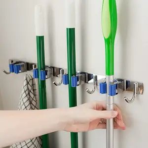 Ganchos de montaje en pared de acero inoxidable, organizador de tornillos de alta resistencia, autoadherentes, soporte para escoba, ganchos de abrigo montados en la pared