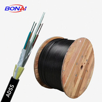 Câble à fibre optique ADSS à prix d'usine avec fil d'aramide pour réseau électrique haute tension, longue portée, 12, 24, 48, 72, 144 fibres G.652D