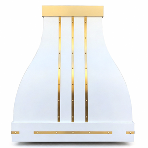 Lüks Villa Mutfağı İçin Pirinç Kayışlı Özel Mimari Beyaz Metal Davlumbaz Muhafazası - Product Image 2