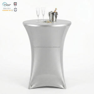 Housse de table extensible robuste noire de 72 pouces en spandex, imperméable, écologique, personnalisable, certifiée NFPA 701, usage commercial - Product Image 1