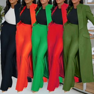 W0968-elegante Bürokleidung für Damen Langarm Einfarbiger Damen-<span class=keywords><strong>Blazer</strong></span> Set Zweiteiliges Set Afrikanische Kleidung - Product Image 1