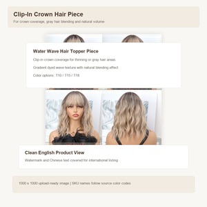 Extensiones de Cabello con Clip Efecto Ondas de Agua, <span class=keywords><strong>Postizo</strong></span> de Color Degradado para Cubrir Canas - Product Image 6