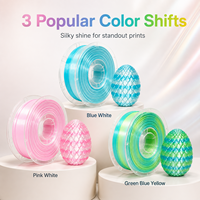 Filament PLA Soie Dégradé 1,75 mm 1 kg Arc-en-ciel Ombré pour Imprimante 3D, Anti-colmatage, Scellé sous Vide, Compatible FDM/FFF pour Affichage