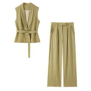 Ensemble veste <span class=keywords><strong>sans</strong></span> manches et pantalon taille <span class=keywords><strong>mi</strong></span>-haute MYST&ZA pour <span class=keywords><strong>femme</strong></span>, nouvelle collection été 2026, mode polyvalente pour le bureau - Product Image 1