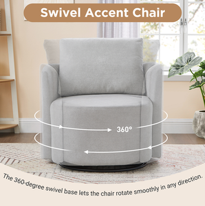360 Swivel Chair 29.9" Accent Barrel Armchair Modern Upholstered Swivel <b>Sofa</b> Chair with Curved Design for Living Room Bedroom - Product Image 4