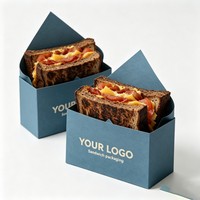 Boîte en carton épaisse personnalisable pour sandwichs, desserts, pains, hamburgers, bagels, sushis, emballage alimentaire, avec logo en relief