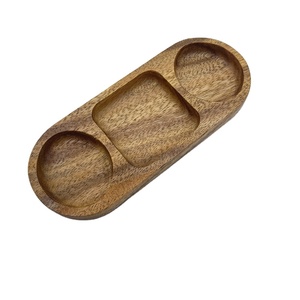 Plato pequeño con sabor ovalado, platos para aperitivos, salsa, té, bandeja dividida para servir condimentos, plato de inmersión para barbacoa de madera para cena Dim Sum - Product Image 3