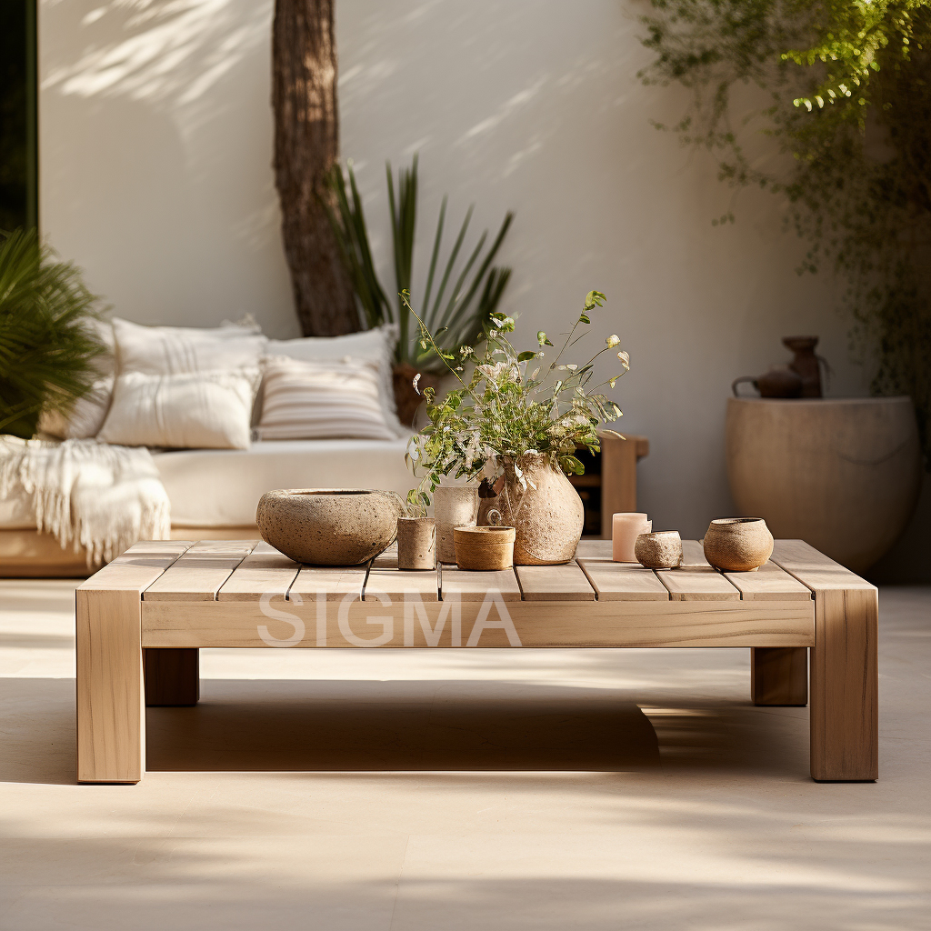 Factory High end luxury villa Myanmar solid teak wood patio outdoor furniture unique design teak sofa