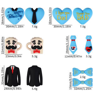 Al por mayor Cuentas focales de silicona 3D con forma de corazón de dibujos animados para el Día del Padre, para joyería DIY, pulseras de papá, regalos creativos y cuentas sueltas para bolígrafos - Product Image 2