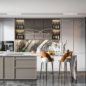 BAILOM - Mueble de Cocina Modular Personalizable, Ecológico, Rústico y Moderno, Color Gris Claro Mate, Laminado, Sin Tiradores, de Madera - Product Image 3