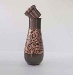 Pure Quality <b>Copper</b> Water <b>Bottle</b> with Leaf Design Leak Proof Healthy <b>Drinking</b> Vessel for Daily Hydration Available at Best Price - Product Image 6
