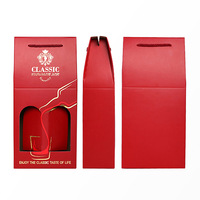 Boîte-cadeau en carton ondulé avec logo personnalisé pour 2 bouteilles de vin rouge impression en relief avec stratification mate et revêtement UV
