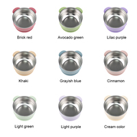 Assiettes divisées à ventouse pour bébé, ensemble de repas pour enfants, adorable ours en silicone, coque en acier inoxydable, certifié CPC, sans BPA