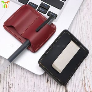 Porta Cuadernos de Cuero PU con Presilla para Bolígrafo y Clip Metálico, Organizador de Lápices Retro - Product Image 6