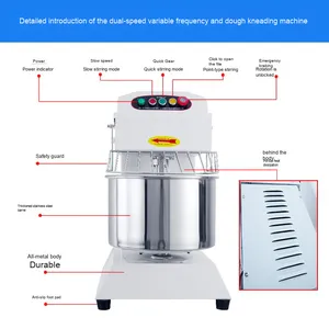 Máy trộn bột công nghiệp tần số biến thiên, hoạt động êm ái, hai chiều, hai tốc độ, dành cho dung tích 10/15/25kg trong ngành bánh mì - Product Image 5