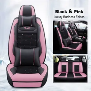 Conjunto completo de alta calidad, fundas universales de lujo para asientos de coche de negocios, Material de seda helada, reposacabezas, soporte Lumbar, venta al por mayor