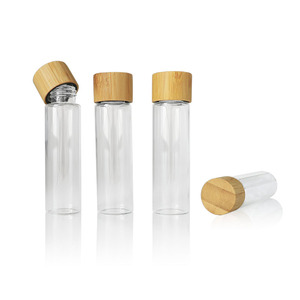 Emballage en tube cylindrique à l'épreuve des enfants, capsule hermétique en verre, pilule, médicament, poudre, <span class=keywords><strong>pot</strong></span> en verre avec bouchon en bambou résistant aux enfants - Product Image 6