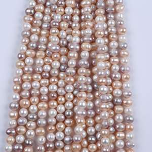 Perlas Sueltas de Agua Dulce Naturales de Zhuji, 9-10 mm, Color Blanco Polvo, Morado, Color Mixto, Perlas de Patata con Orificio, Color Rosa para Manualidades - Product Image 1