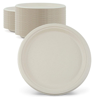 Plato Desechable Ecológico y Compostable de Bagazo, Redondo Clásico, para Fiestas, Restaurantes, Servicios de Comida y Catering