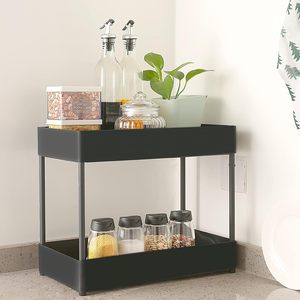 Multi Function Single Tier Wall Mounted Plastic Kitchen Storage Rack 2 Pack Eco-Friendly - Product Image 1