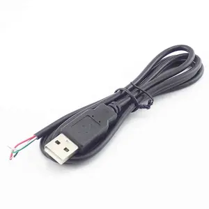 USB 2.0 남성 플러그 4pin 와이어 피그 테일 케이블 5V 5A 블랙 USB 전원 케이블 W 터미널 블록