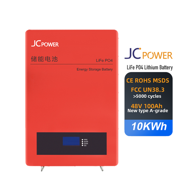 JCPower LiFePO4 Cell Battery Energy Storage Solar System 48V/51.2V 100Ah Lithium Battery Pack with RS485 Wall-Mounted 10-20KW