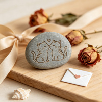 Pierre de rivière personnalisée avec gravure laser de pingouins s'embrassant, cadeau d'amour pour demande en mariage, décoration de mariage et de maison