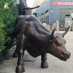 Scultura Toro in Bronzo a Grandezza Naturale, Statua Toro di Wall Street per Esterni, Grande Scultura Animale in Bronzo - Product Image 3