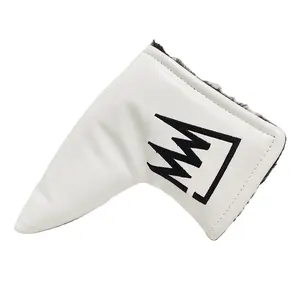 Wholesale Factory-Priced Golf Equipment Accessories White PU Leather Putter Headcover For Golf Club Heads