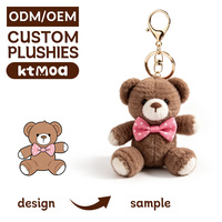 Porte-clés en peluche ours mignon, pendentif animal doux, cadeau pour la décoration de sac, en stock, vente en gros, personnalisable, pour filles et garçons
