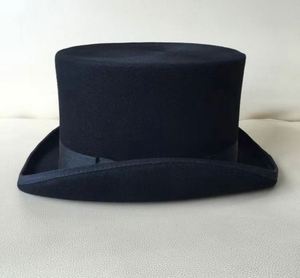 Sombrero de Copa Clásico Negro de Fieltro de Lana Británica de Alta Calidad, Corona Alta de 13.5cm, Sombrero de Lana para Caballero, Iglesia, Fiesta - Product Image 2