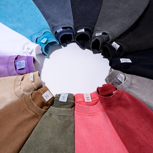 T-shirt Homme Vintage OEM ODM en Coton Pur Lavé 285 Grammes, Col Rond, Respirant, Style Urbain, Batik, Logo Personnalisé - Product Image 6