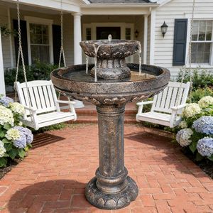 Солнечный портативный декоративный фонтан-птичник из стекловолокна и смолы для улицы, на батарейках, в античном стиле, для свадеб - Product Image 1