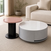 Table basse ronde en bois durable de style italien au design simple et moderne, élégante et petite pour le salon, décoration de la maison