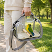 Sac de transport portable transparent pour oiseaux et animaux de compagnie, cage de voyage pour perroquets, sac pour petits animaux avec support, bâton, plateau et sangle d'épaule
