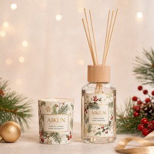 Aikun - Juego de Regalo de Velas Aromáticas de Vainilla y Naranja con Caja Roja y Dorada, 2 Piezas de 65 g, Fragancia para el Hogar, Regalo para las Fiestas - Product Image 2