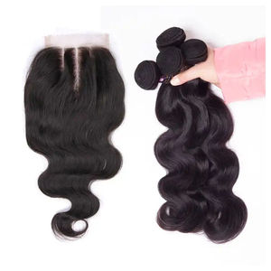 Buy Body Wave Human Hair Bundle 4x4 HD <b>Lace</b> <b>Closure</b> Set Extensions 8A Brazilian Remy Virgin Hair Weave - Product Image 1