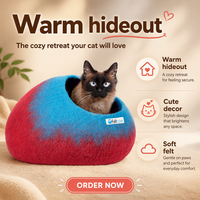 Niche pour chat en laine écologique rayée, taille personnalisable, lavable à la main, rembourrage non amovible