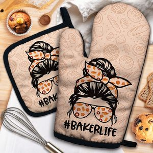 Custom Silicone Oven Mitts and Pot Holders <b>Set</b> Non-Slip <b>Baking</b> Gadgets for Women for Food Preparation <b>Gifts</b> for Busy Chefs - Product Image 1