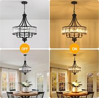 Lampe suspendue moderne en cristal noir, style farmhouse, hauteur réglable, pour table à manger