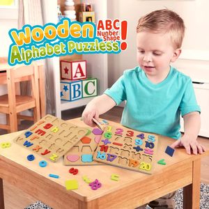 Wooden Puzzles , Wooden Alphabet Number <strong>Shape</strong> Puzzles Toddler <strong>Learning</strong> Puzzle Toys - Product Image 6